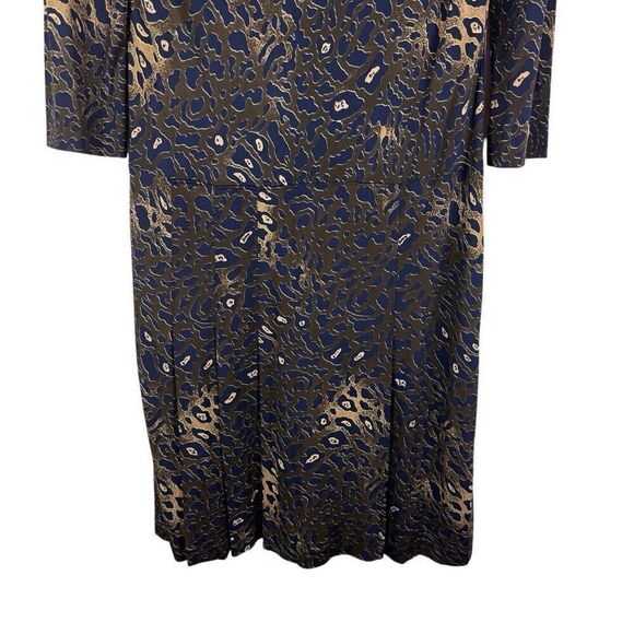 Tory Burch Denise Navy Blue Leopard Print Stretch Jersey Drop Waist Midi Dress M - Picture 8 of 12